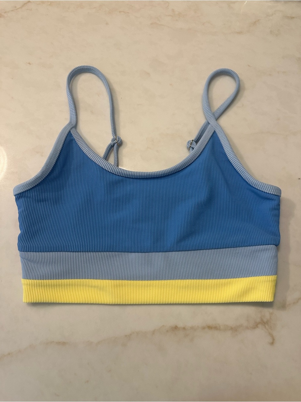New! Beach Riot Blue Yellow Eva Colorblock Pullover Bikini Top M 4114 - Picture 4 of 7